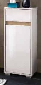 Badezimmer Unterschrank SOL in weiß Hochglanz lackiert und Alteiche Badschrank 35 x 89 cm