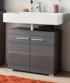Badezimmer Waschbeckenunterschrank Amanda in grau Hochglanz Badschrank 60 x 56 cm Badezimmer Waschbeckenunterschrank Amanda in grau Hochglanz Badschrank 60 x 56 cm