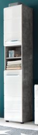 Badezimmer Hochschrank Nano in weiß Hochglanz und Stone Design grau Badschrank 32 x 182 cm Badezimmer Hochschrank Nano in weiß Hochglanz und Stone Design grau Badschrank 32 x 182 cm