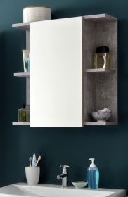 Badezimmer Spiegelschrank Nano in Stone Design grau Badmöbel 60 x 62 cm