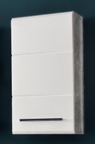 Bad Hängeschrank Nano in weiß Hochglanz und Stone Design grau Badschrank 32 x 61 cm