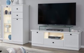 Wohnwand Baxter 2-teilig in wei� Landhaus Schrankwand 235 x 129 cm