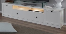 TV-Lowboard Baxter in weiß matt, Landhausstil, 177 x 49 cm TV-Lowboard Baxter in weiß matt, Landhausstil, 177 x 49 cm