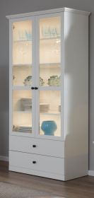 Vitrinenschrank Baxter in weiß Landhaus Vitrine 81 x 196 cm Vitrinenschrank Baxter in weiß Landhaus Vitrine 81 x 196 cm