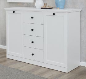 Sideboard Baxter in weiß im Landhausstil 119 x 88 cm mit 4 Schubkästen Sideboard Baxter in weiß im Landhausstil 119 x 88 cm mit 4 Schubkästen