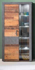 Vitrinenschrank Indy in Shabby Vintage mit Matera grau Vitrine Old Used 87 x 189 cm inkl. Beleuchtung Vitrinenschrank Indy in Shabby Vintage mit Matera grau Vitrine Old Used 87 x 189 cm inkl. Beleuchtung