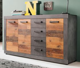 Sideboard Indy in Used Wood Shabby und Matera grau Kommode 151 x 86 cm Sideboard Indy in Used Wood Shabby und Matera grau Kommode 151 x 86 cm