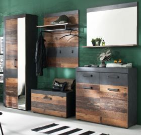 Garderoben Set Indy 5-teilig in Old Used Wood Vintage mit Garderobenschrank 265 x 192 cm Garderoben Set Indy 5-teilig in Old Used Wood Vintage mit Garderobenschrank 265 x 192 cm