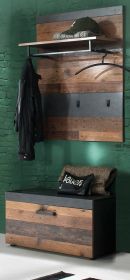 Garderobe Indy in Old Used Wood mit grau 2-teilig (80 x 192 cm) Garderobe Indy in Old Used Wood mit grau 2-teilig (80 x 192 cm)
