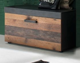 Garderobe Indy Sitzbank in Shabby Vintage mit Matera grau Schuhbank Garderobenbank 80 x 45 cm Garderobe Indy Sitzbank in Shabby Vintage mit Matera grau Schuhbank Garderobenbank 80 x 45 cm