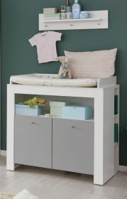 Babyzimmer Wickelkommode Wilson in weiß und grau Wickeltisch 96 x 103 cm