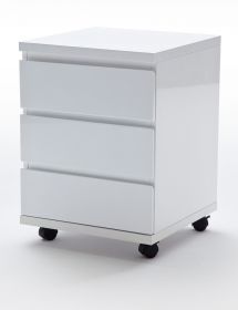 Rollcontainer in weiß Hochglanz lackiert Büro Container 42 x 57 cm