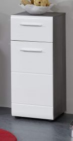 Badezimmer Unterschrank Line in weiß Hochglanz und Sardegna grau Rauchsilber 30 x 80 cm Badezimmer Unterschrank Line in weiß Hochglanz und Sardegna grau Rauchsilber 30 x 80 cm