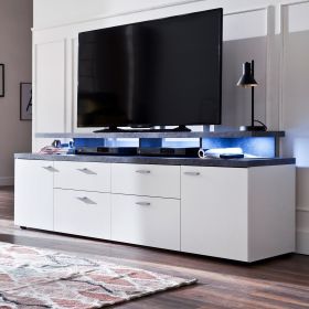 TV-Lowboard Mood in weiß und Stone Design grau Fernsehtisch 180 x 66 cm TV-Lowboard Mood in weiß und Stone Design grau Fernsehtisch 180 x 66 cm