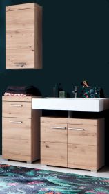 Badezimmer Badmöbel Set Amanda Eiche / Asteiche Badkombination 3-teilig 112 x 190 cm Badezimmer Badmöbel Set Amanda Eiche / Asteiche Badkombination 3-teilig 112 x 190 cm