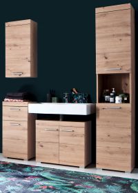 Badezimmer Badmöbel Set Amanda in Eiche / Asteiche Badkombination 4-teilig 163 x 190 cm Badezimmer Badmöbel Set Amanda in Eiche / Asteiche Badkombination 4-teilig 163 x 190 cm