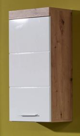 Bad Hängeschrank Amanda in weiß Hochglanz und Asteiche Badschrank 37 x 77 cm