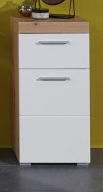 Badezimmer Unterschrank Amanda in wei� Hochglanz und Eiche Asteiche Badschrank 37 x 79 cm