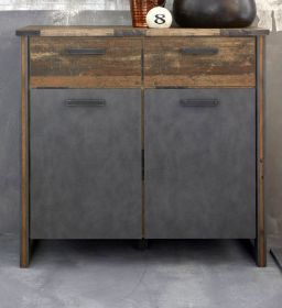 Kommode Prime in Old Used Wood Design mit Matera grau Anrichte Shabby 119 x 110 cm Kommode Prime in Old Used Wood Design mit Matera grau Anrichte Shabby 119 x 110 cm