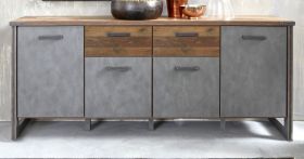 Sideboard Prime in Old Used Wood Design mit Matera grau Anrichte Shabby 207 x 88 cm Kommode