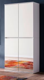 Garderobenschrank mit Spiegel Mirror in weiß mit Spiegeltüren - Schuhschrank 74 x 191 cm Garderobenschrank mit Spiegel Mirror in weiß mit Spiegeltüren - Schuhschrank 74 x 191 cm