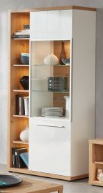 Vitrine Odino Hochglanz weiß und Eiche 84 cm Vitrine Odino Hochglanz weiß und Eiche 84 cm
