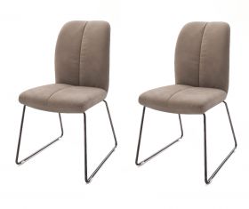 2 x Stuhl Tessera in Schlamm Kunstleder und Kufengestell Anthrazit lackiert Esszimmerstuhl 2er Set
