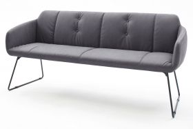 Sitzbank Tessera in Grau Kunstleder und Kufengestell Anthrazit lackiert Küchenbank Polsterbank 180 cm