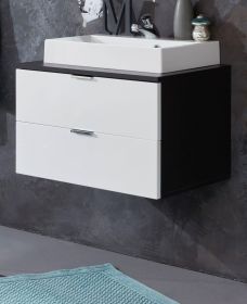 Badezimmer Waschbeckenunterschrank Concept1 in weiß Hochglanz und Graphit grau Badschrank 60 x 48 cm Badezimmer Waschbeckenunterschrank Concept1 in weiß Hochglanz und Graphit grau Badschrank 60 x 48 cm