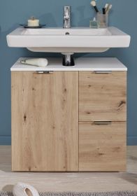 Badezimmer Waschbeckenunterschrank Concept1 in Eiche und weiß Badschrank 60 x 64 cm