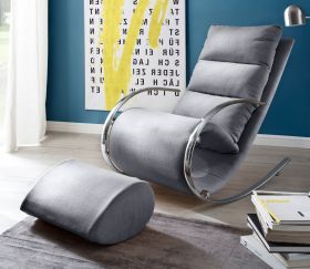 Relaxsessel Schaukelsessel York in grau mit Hocker Funktionssessel 67 x 111 cm Schlafsessel Fernsehsessel