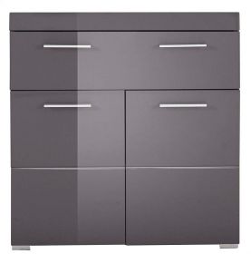 Badezimmer Kommode Amanda in grau Hochglanz Badschrank 73 x 79 cm Badezimmer Kommode Amanda in grau Hochglanz Badschrank 73 x 79 cm