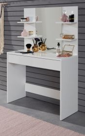 Schminktisch Basix in weiß 85 x 140 cm mit Schublade und Spiegel Schminktisch Basix in weiß 85 x 140 cm mit Schublade und Spiegel