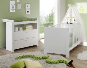 Babyzimmer Olivia in weiß komplett Set 2-teilig mit Wickelkommode und Babybett Babyzimmer Olivia in weiß komplett Set 2-teilig mit Wickelkommode und Babybett