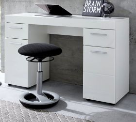 Schreibtisch Amanda in weiß Hochglanz - Bürotisch 120 x 76 cm Schreibtisch Amanda in weiß Hochglanz - Bürotisch 120 x 76 cm