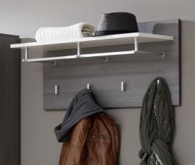 Garderobenpaneel Line in Hochglanz weiß und Sardegna grau Rauchsilber Wandgarderobe 80 x 40 cm Garderobenpaneel Line in Hochglanz weiß und Sardegna grau Rauchsilber Wandgarderobe 80 x 40 cm