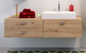 Badezimmer Waschbeckenunterschrank Beach Geo in Artisan Eiche Badschrank hängend 140 x 35 cm Badezimmer Waschbeckenunterschrank Beach Geo in Artisan Eiche Badschrank hängend 140 x 35 cm