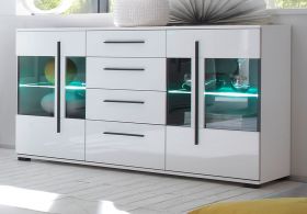 Sideboard Design-D in Hochglanz weiß Kommode 150 x 86 cm Anrichte Sideboard Design-D in Hochglanz weiß Kommode 150 x 86 cm Anrichte