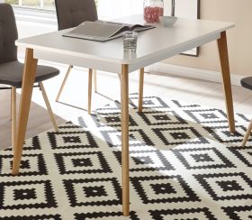 Esstisch Helge in weiß und Eiche Riviera Küchentisch skandinavisch ausziehbar mit Einlegeplatte 140 / 180 x 80 cm Esstisch Helge in weiß und Eiche Riviera Küchentisch skandinavisch ausziehbar mit Einlegeplatte 140 / 180 x 80 cm