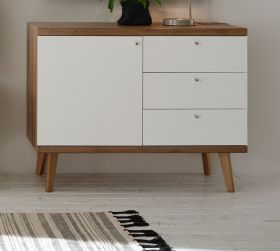 Sideboard Helge in weiß und Eiche Riviera Kommode skandinavisch 107 x 83 cm Sideboard Helge in weiß und Eiche Riviera Kommode skandinavisch 107 x 83 cm