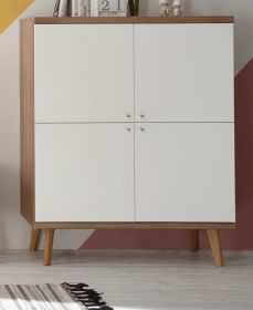 Highboard Helge in weiß und Eiche Riviera Kommode skandinavisch 107 x 134 cm Highboard Helge in weiß und Eiche Riviera Kommode skandinavisch 107 x 134 cm