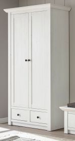 Garderobenschrank Hooge in Pinie weiß Landhaus Garderobe oder großer Schuhschrank 105 x 206 cm