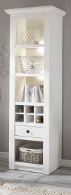 Regalschrank Hooge in Pinie weiß Landhaus Vitrine mit Weinregal 58 x 207 cm Regalschrank Hooge in Pinie weiß Landhaus Vitrine mit Weinregal 58 x 207 cm