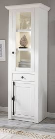 Vitrine Hooge in Pinie weiß Landhaus Vitrinenschrank 63 x 207 cm Vitrine Hooge in Pinie weiß Landhaus Vitrinenschrank 63 x 207 cm
