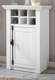 Kommode Hooge in Pinie weiß Landhaus Sideboard mit Weinregal 63 x 100 cm Kommode Hooge in Pinie weiß Landhaus Sideboard mit Weinregal 63 x 100 cm