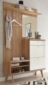 Garderobe Helge in weiß und Eiche Riviera Kompaktgarderobe skandinavisch 110 x 200 cm Garderobe Helge in weiß und Eiche Riviera Kompaktgarderobe skandinavisch 110 x 200 cm