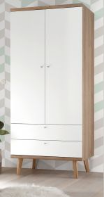 Kleiderschrank Helge in weiß und Eiche Riviera Drehtürenschrank 2-türig skandinavisch 80 x 197 cm Kleiderschrank Helge in weiß und Eiche Riviera Drehtürenschrank 2-türig skandinavisch 80 x 197 cm