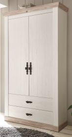 Garderobenschrank Rovola in Pinie weiß / Oslo Pinie Landhaus Garderobe oder großer Schuhschrank 107 x 201 cm Garderobenschrank Rovola in Pinie weiß / Oslo Pinie Landhaus Garderobe oder großer Schuhschrank 107 x 201 cm