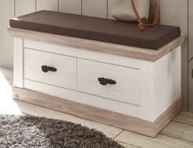 Garderobe Sitzbank Rovola in Pinie weiß / Oslo Pinie Landhaus Garderobenbank 107 x 48 cm Garderobe Sitzbank Rovola in Pinie weiß / Oslo Pinie Landhaus Garderobenbank 107 x 48 cm