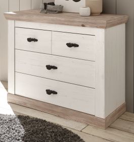 Kommode Rovola in Pinie weiß / Oslo Pinie Landhaus Sideboard 107 x 84 cm Schubladenkommode Kommode Rovola in Pinie weiß / Oslo Pinie Landhaus Sideboard 107 x 84 cm Schubladenkommode